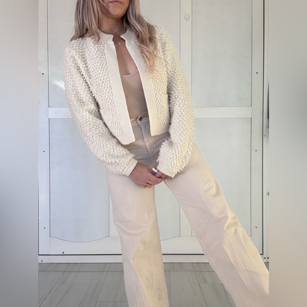 Aerie Cream Textured Cardigan